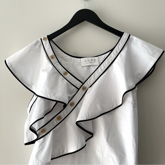 WHITE ONE SHOULDER RUFFLE TOP - Picture 5 of 6